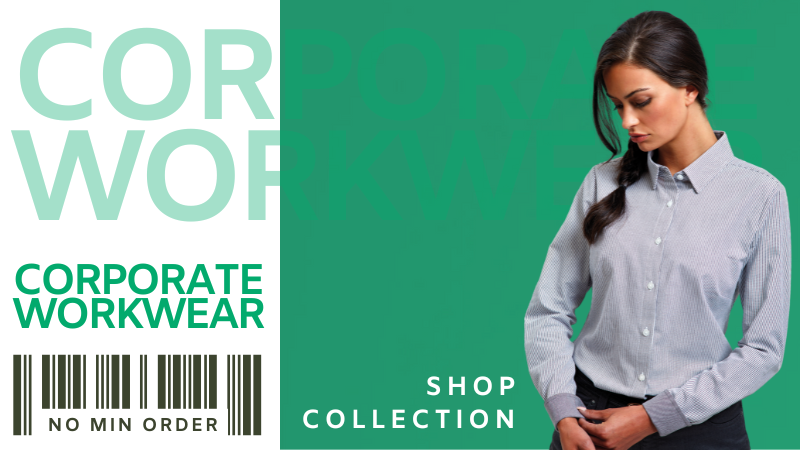 Corporate workwear collection featuring professional button-up shirts for office environments.